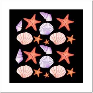 Seashells and sea fishes Posters and Art